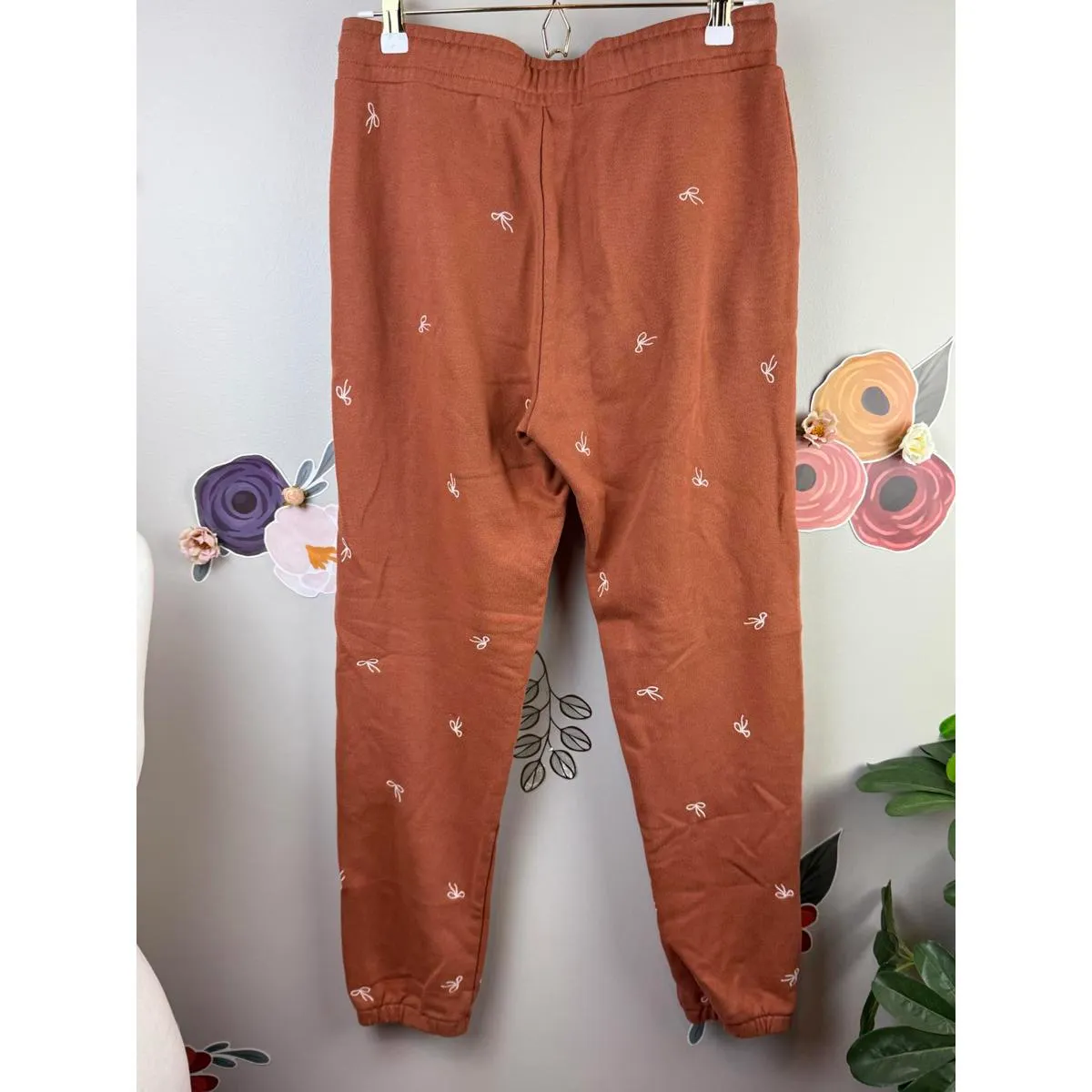 Madewell Brown Bow Embroidered Retro Relaxed Fit Sweatpants - Size - XS - Image 4