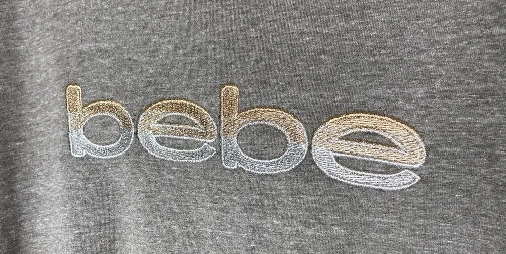 Bebe Sleepwear Sweater Spellout Top Charcoal Heather Gray Long-Sleeve Sleepshirt - Image 4