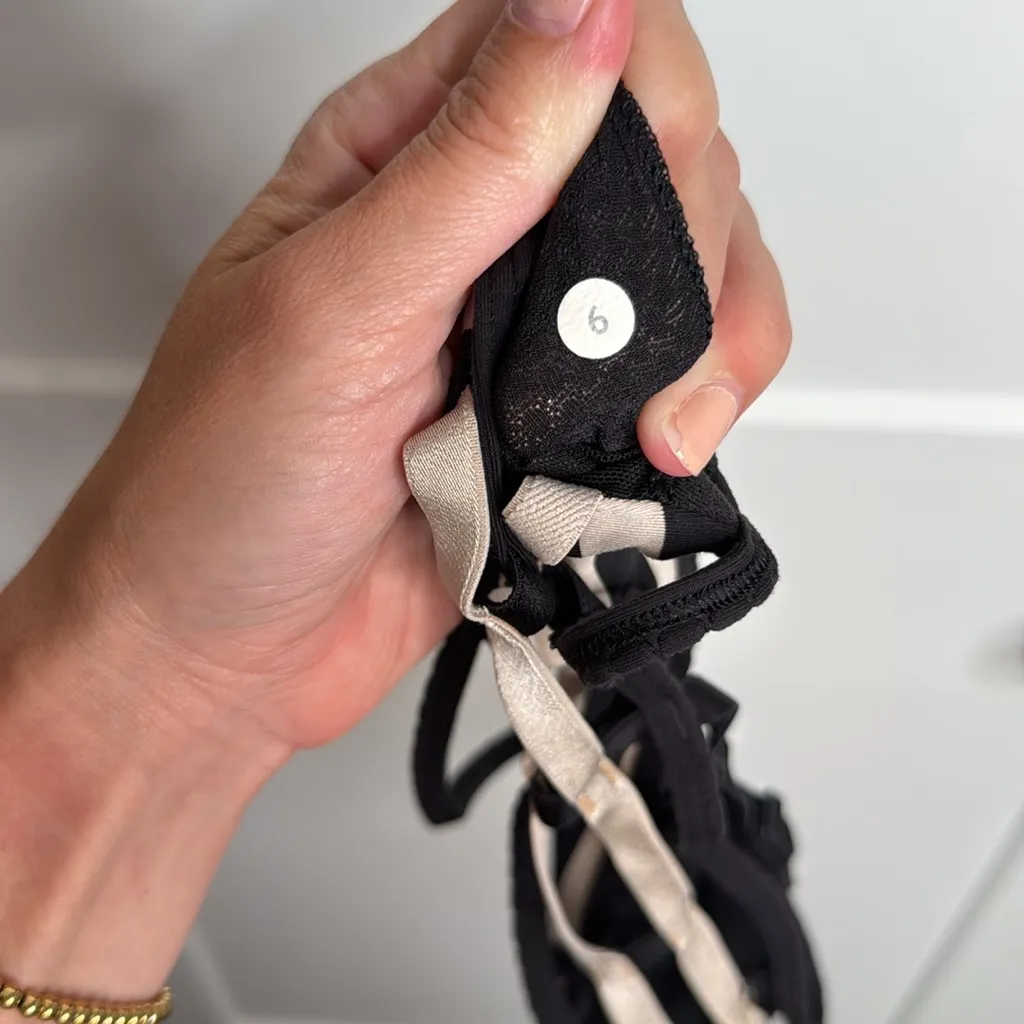 Lululemon Strappy back Striped‎ Black and Cream Bralette - 6 - Image 4