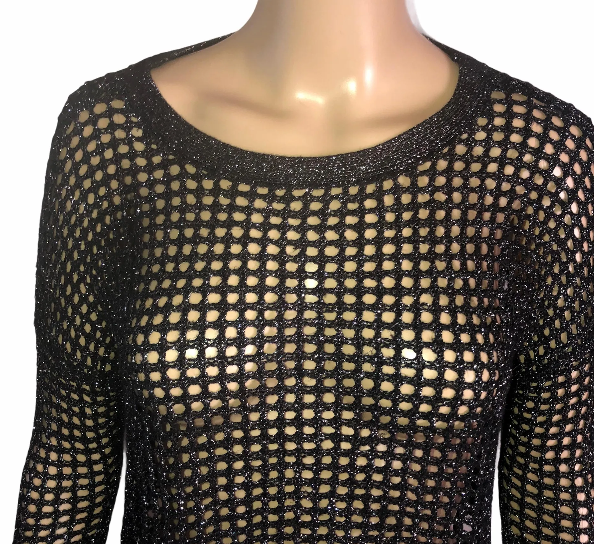 EXPRESS Metallic Open Knit Sweater - Image 3