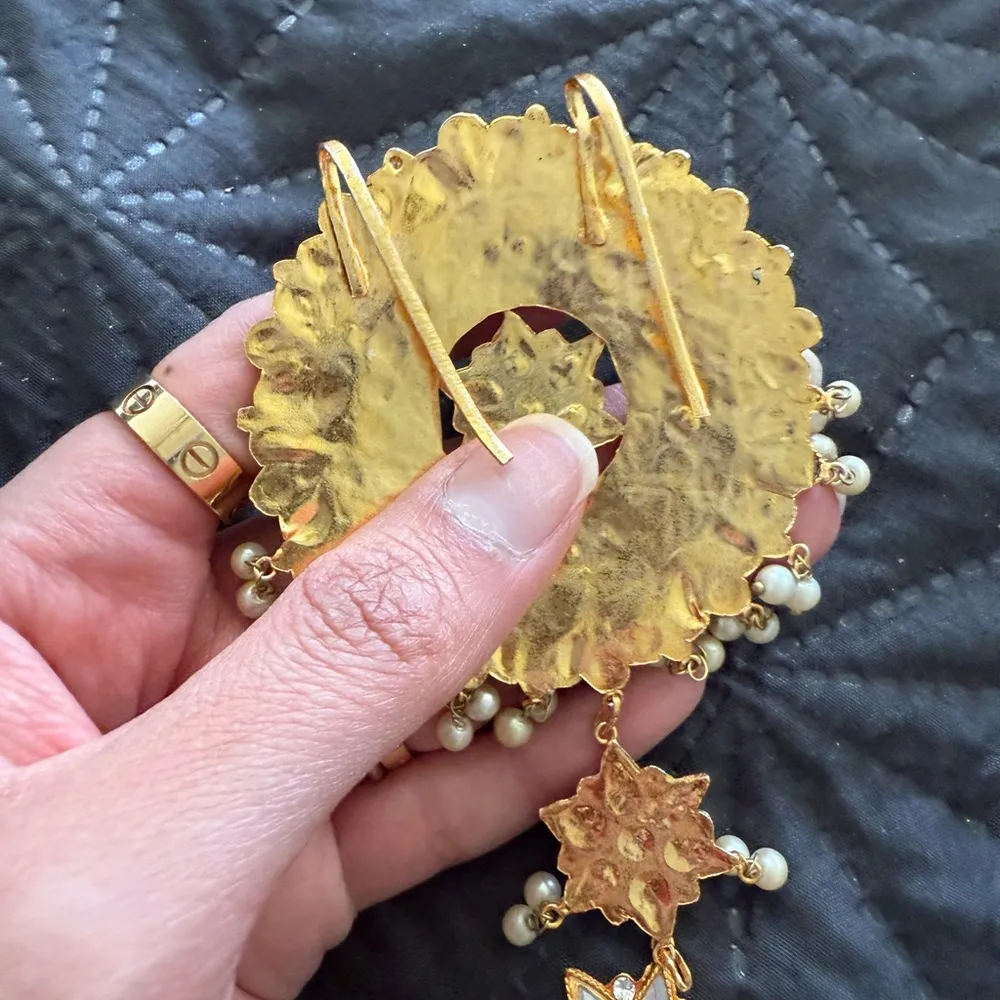 Indian Pakistani Gold and Pearl Jewelry Set - Image 6