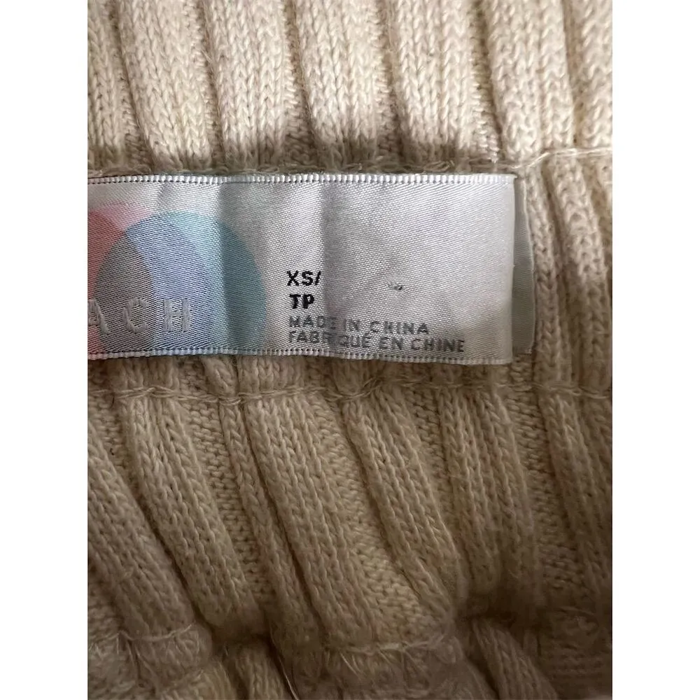 Free People Women's Wide-Leg Ribbed Knit Pants Beige XS Casual - Image 4