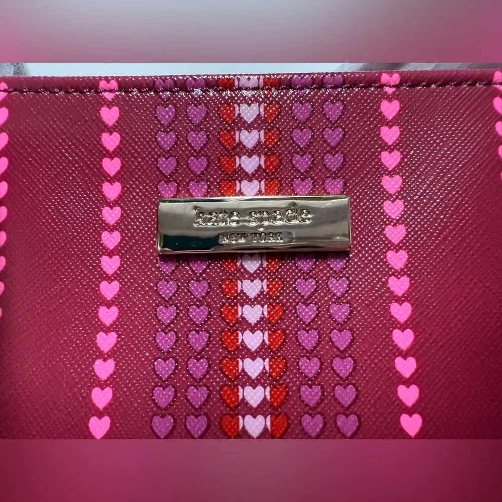 Kate Spade Shore Street Heart Stripe Margaretta Carryall Burgundy Tote Bag NWT - Image 2