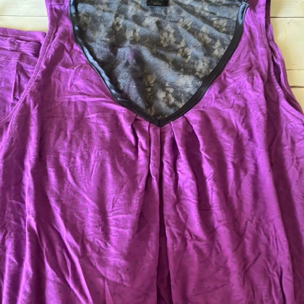 Apt.9 Pajama Set Capris & Lace Back Sleeveless Top Purple Polka Dot Womens XXL - Image 3