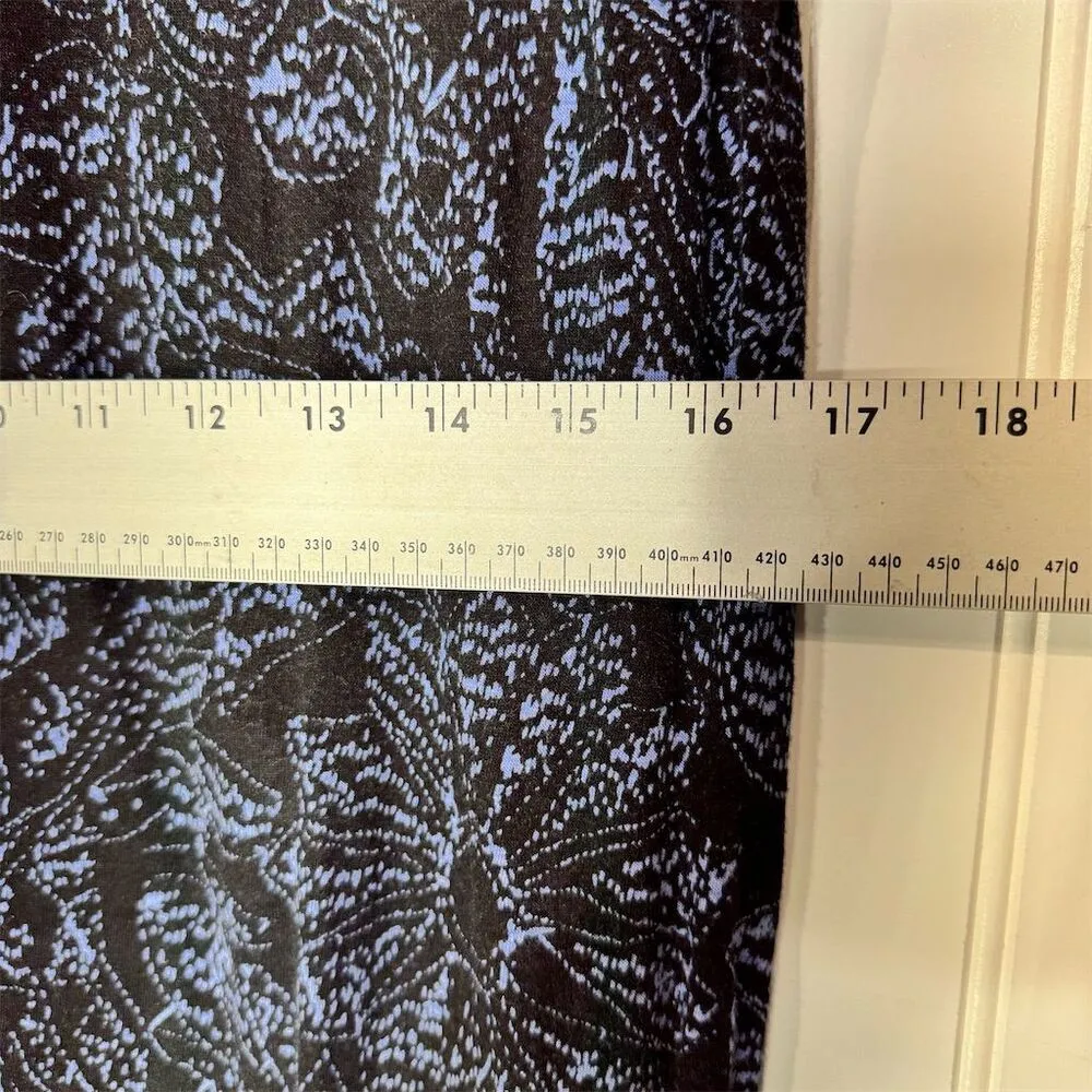 Free People Blue Linen Floral Hi-Low Long Ruched Sleeve Top S Boho Grunge Y2K - Image 4