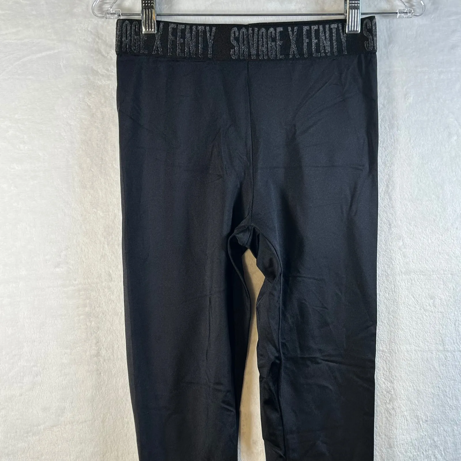 Savage X Fenty Black Logo Waistband Leggings Women's Size Small Athletic Fit - Image 2