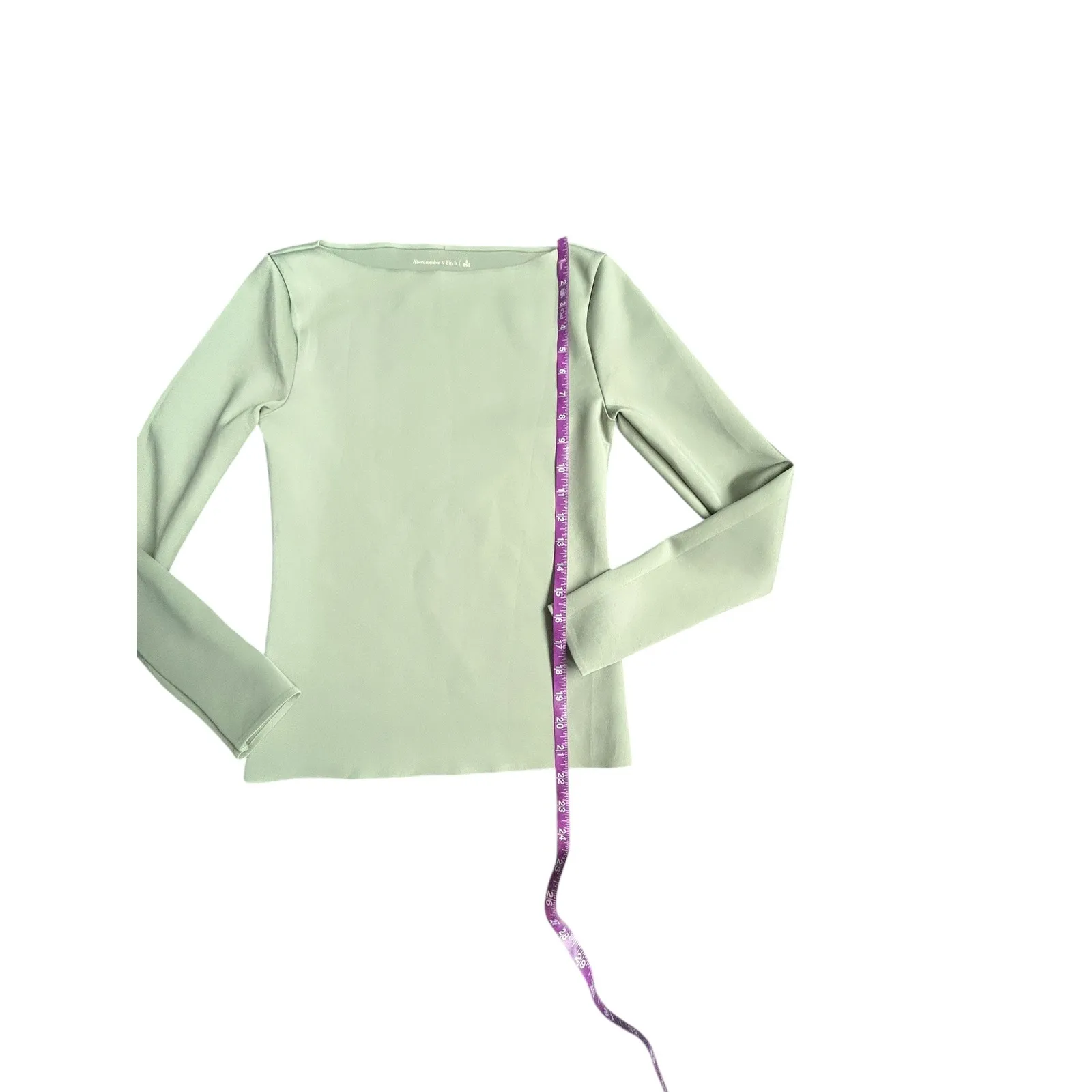Abercrombie Fitch Long Sleeve Boat Neck Top Sage Green Size Small Scuba - Image 6