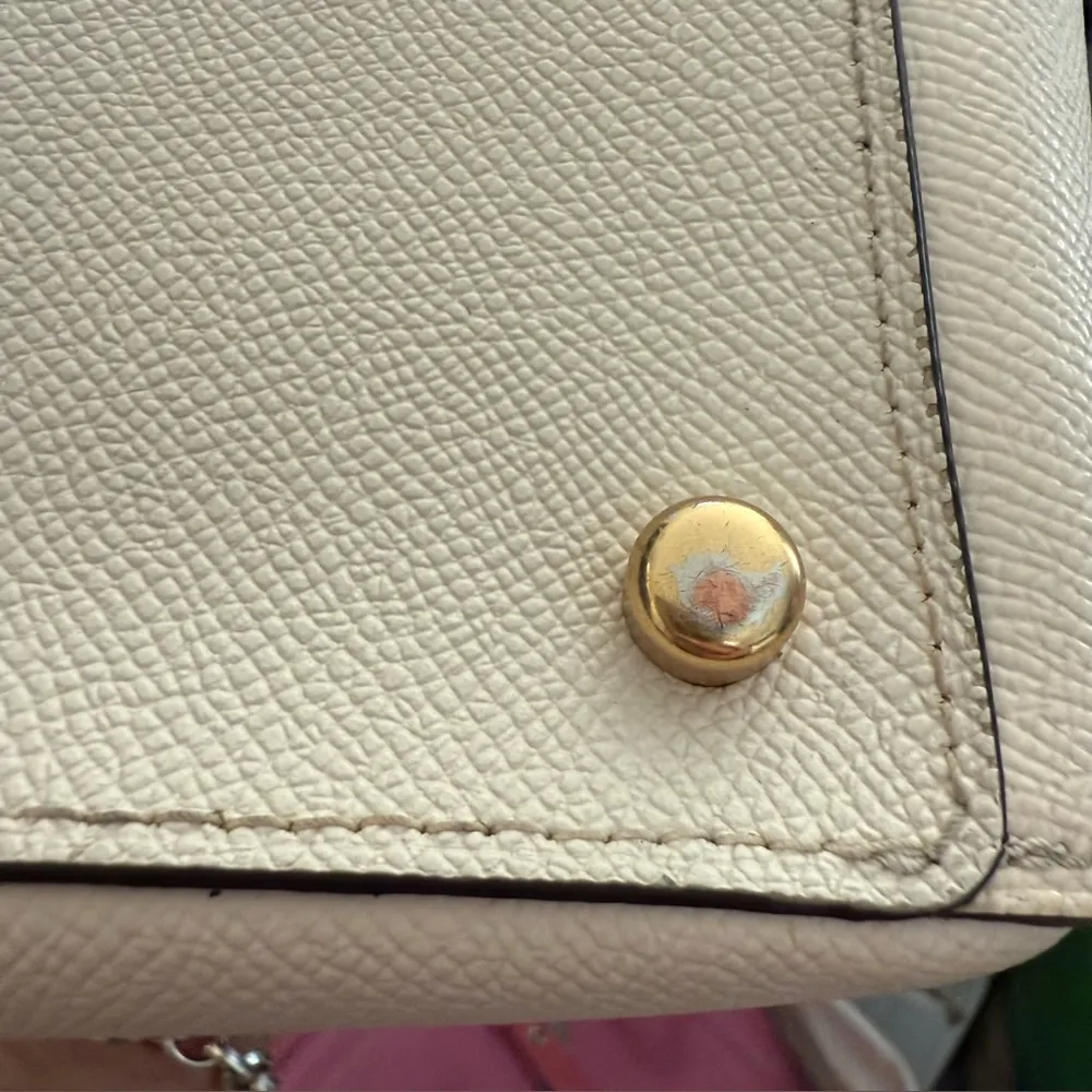 COACH 79946 Rowan Crossgrain Leather Satchel Shoulder Crossbody Bag Chalk / Gold - Image 12