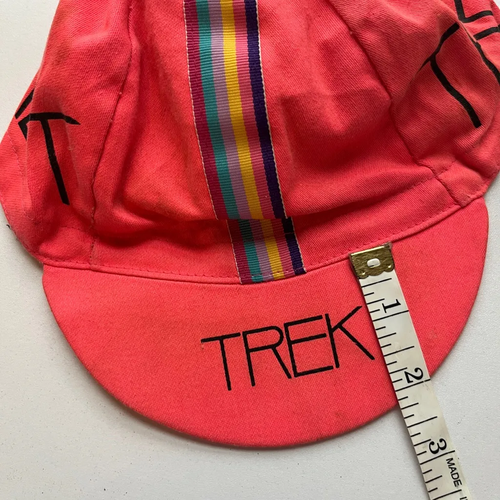 Trek Red Cycling Cap with Rainbow Stripe Pink - Image 5