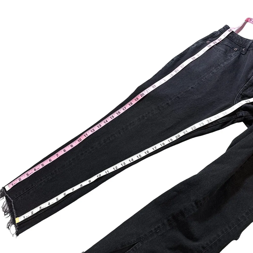 Abercrombie & Fitch Simone High Rise Slim Frayed Split Jeans in Black 32 - Image 14