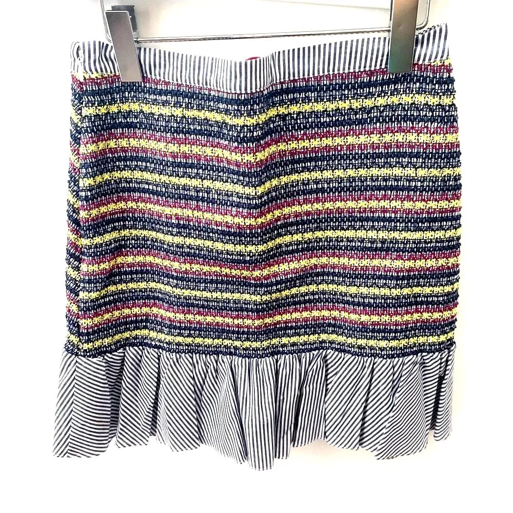 NWT Parker Jordon Fitted Smocked Stretch Ruffle Mini Skirt Womens 8 Preppy Artsy - Image 12