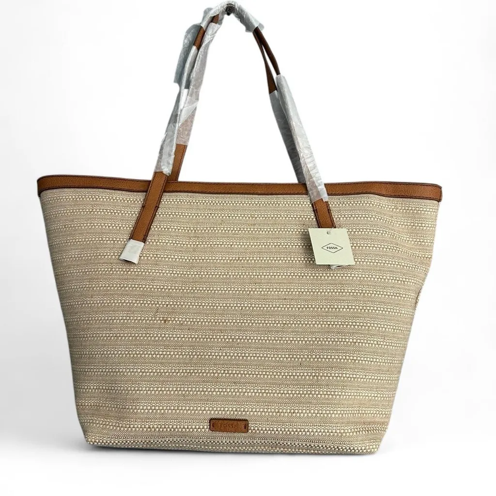 Fossil Oh Hey Vacay Tote Bag New Summer Travel Beach Canvas shoulder Bag - Image 2