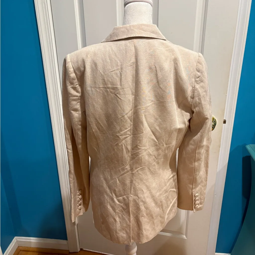 Intermix jacket blazer cream with metallic thread sz 8 M - Image 2