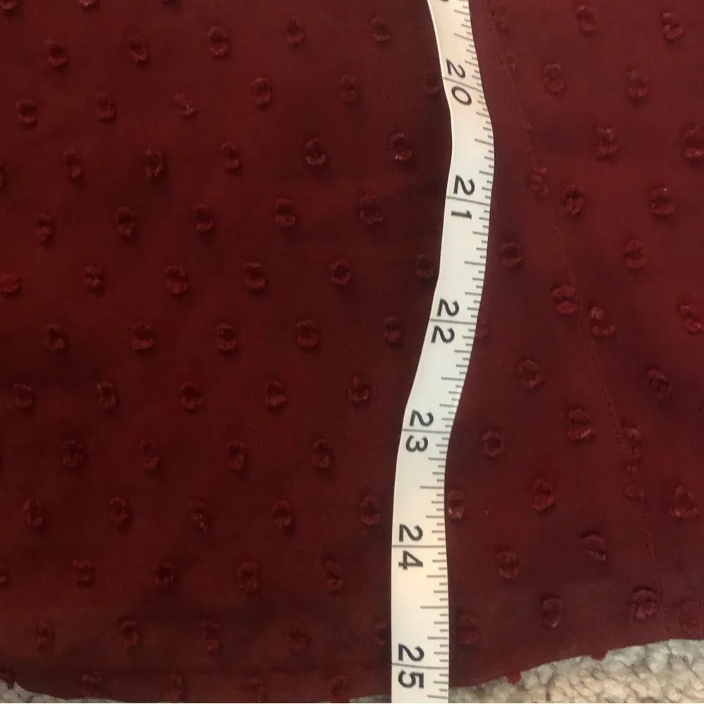 J.Crew red clip dot long sleeve ruffle front blouse size 12 - Image 5