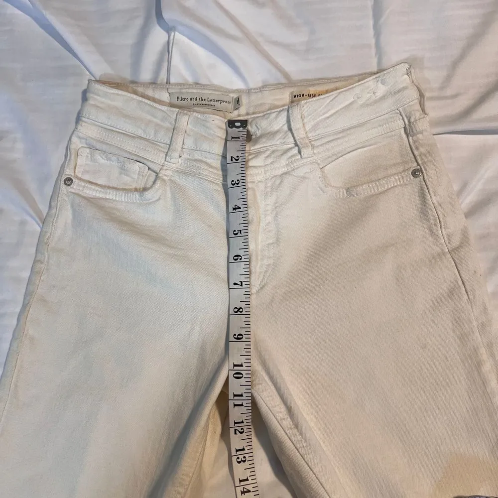 Oil or and the Letterpress White Distressed High‎ Rise Ripped Knee Jeans-6/27 - Image 2