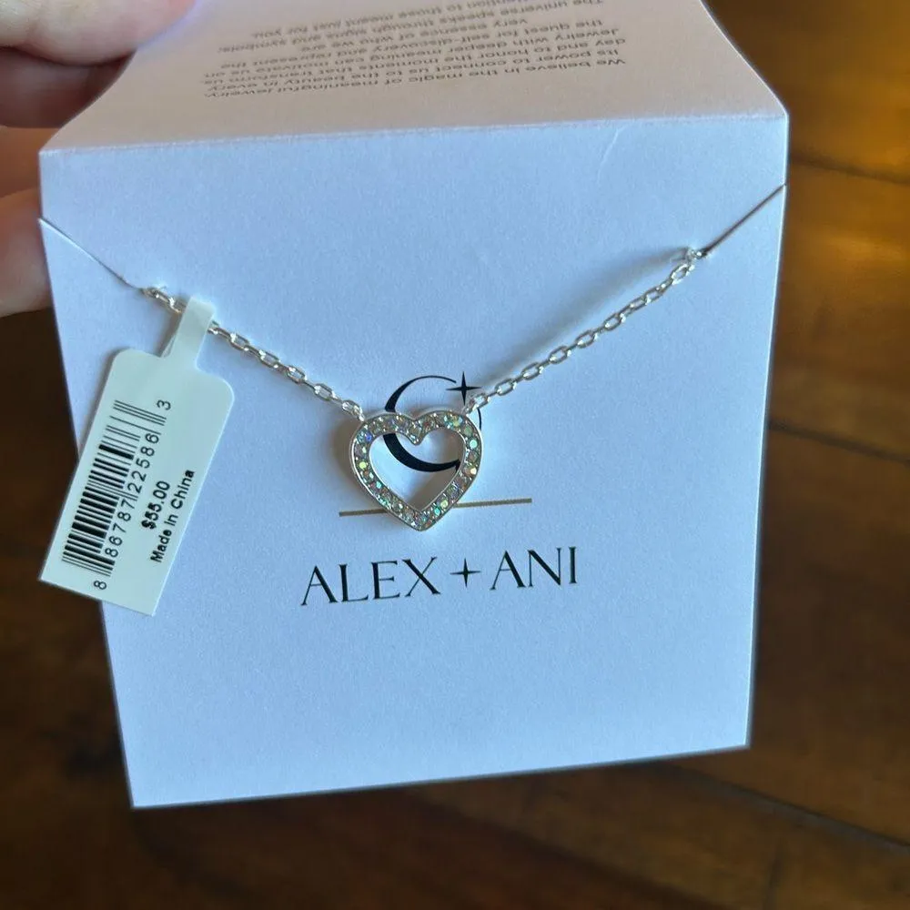 Alex + Ani Heart and Crystal Necklace Silver Chain New with Tags SKU: AA807223SS - Image 7