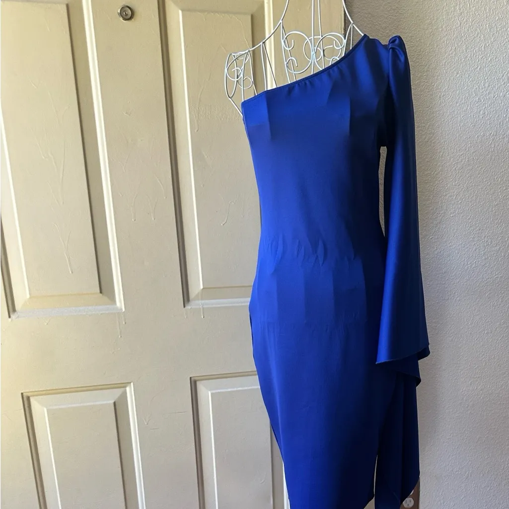 Chic One-Shoulder Royal Blue Dress - Image 7