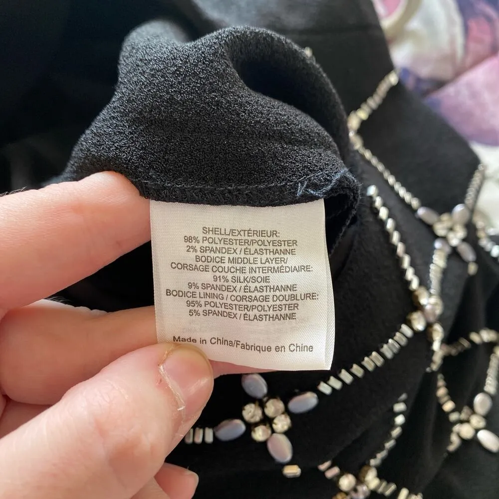 TORY BURCH Betsy Jumpsuit Beaded Black White Metallic Size Small Elegant Chic - Image 10