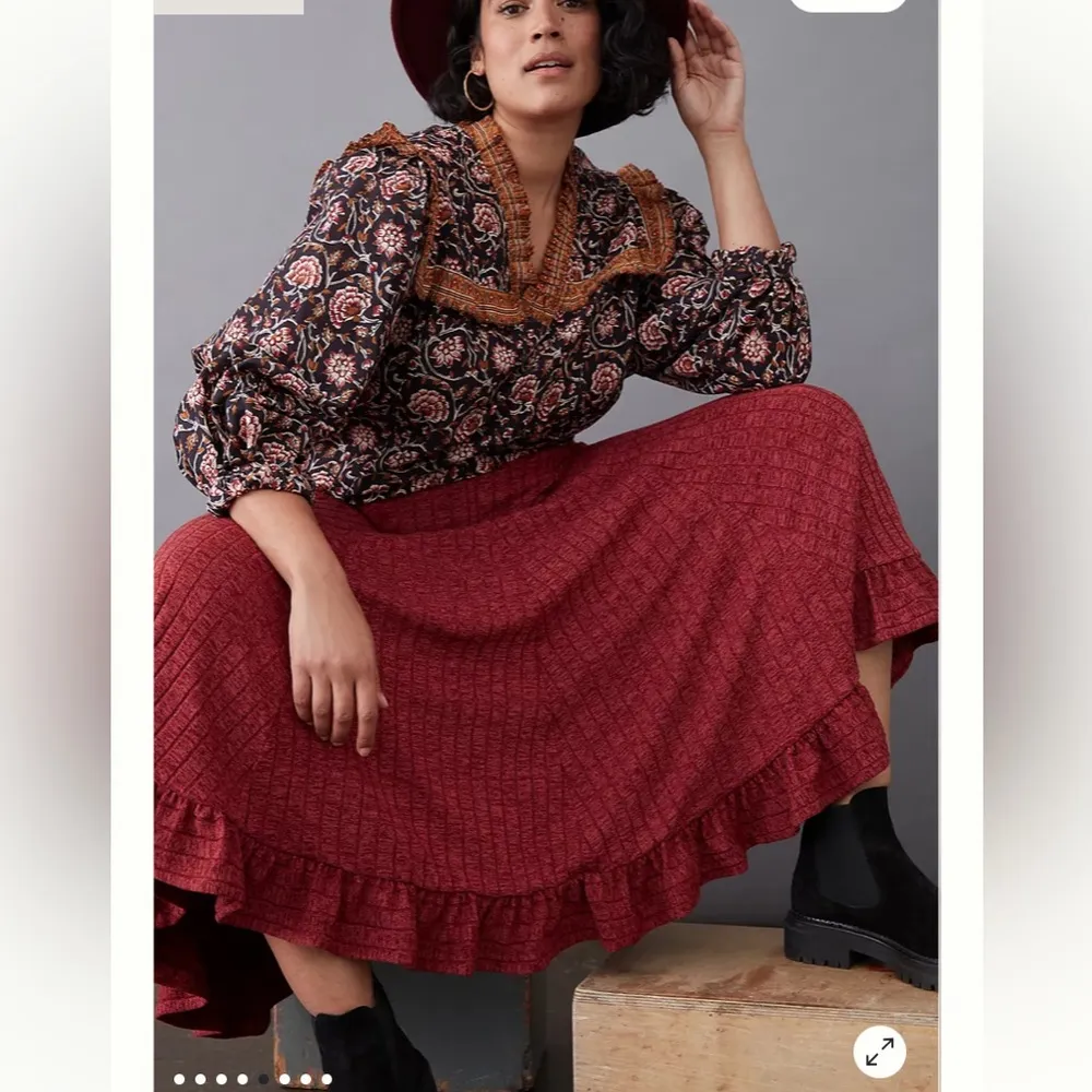 NWT Anthropologie Pauline Midi Sweater Ruffle Hem Skirt Size XS - Image 4