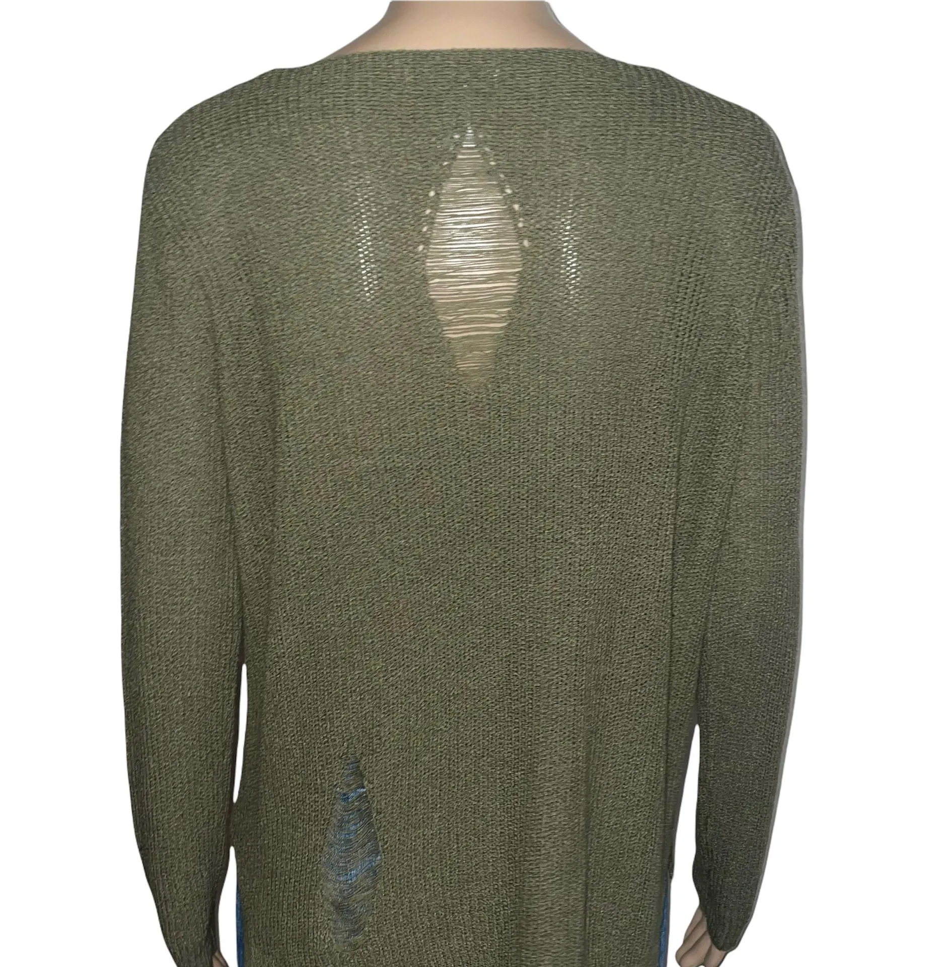 Miley + Molly Olive Distressed Sweater - Image 3