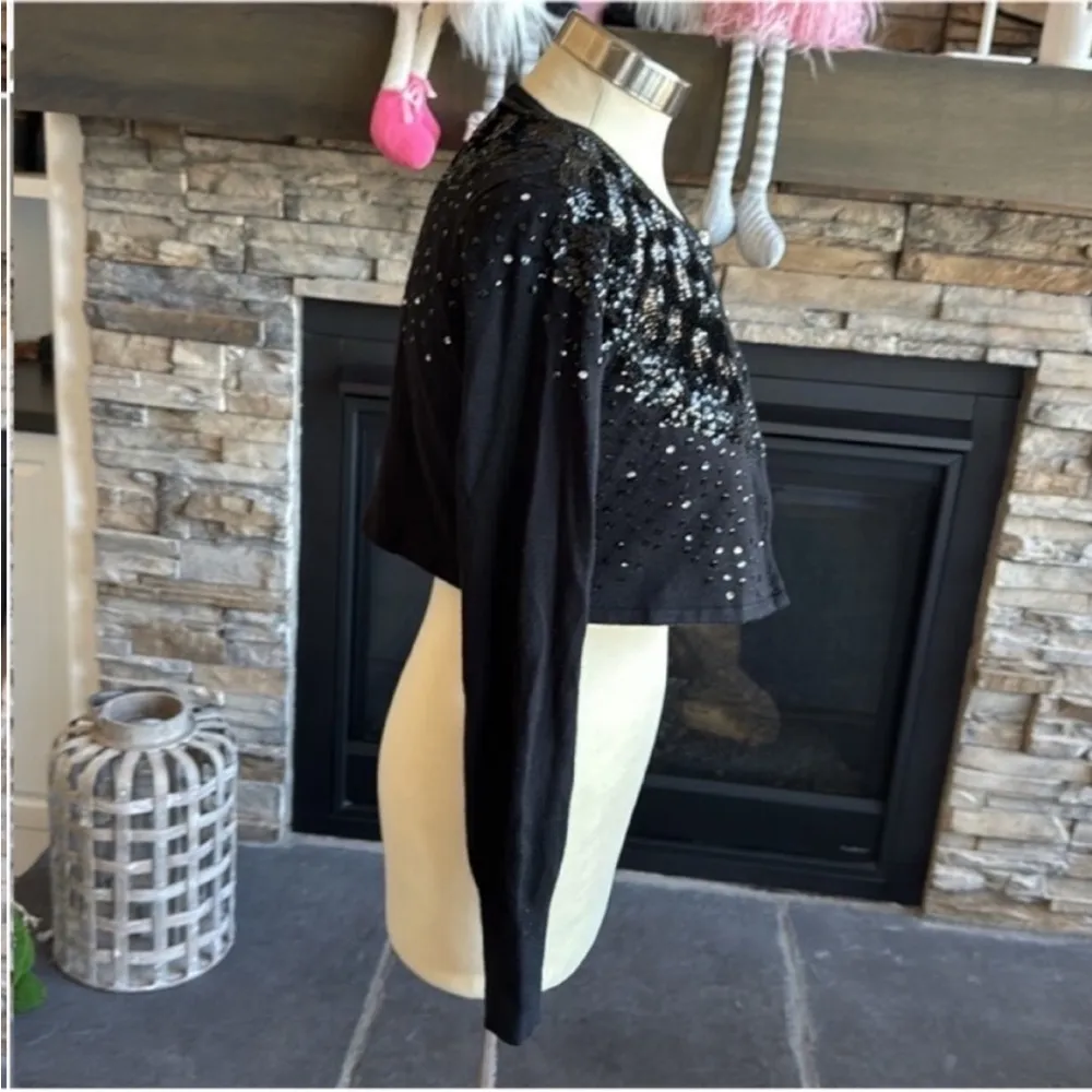 Tommy Hilfiger  Black Cropped Sequin Jacket - Image 7