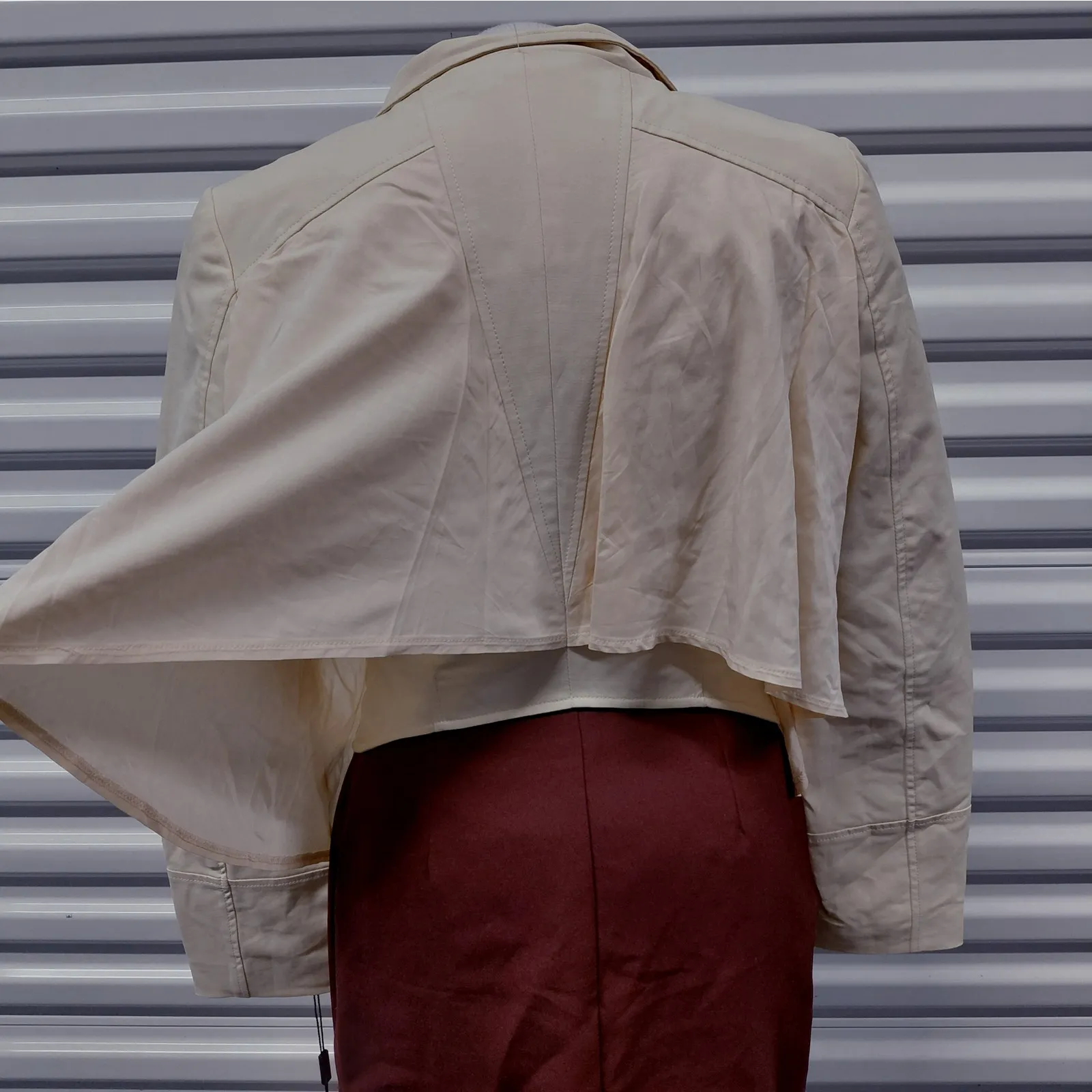 Blanc Noir Womens Draped Back Blazer Size Small Peach Asymmetrical Jacket NWT - Image 4