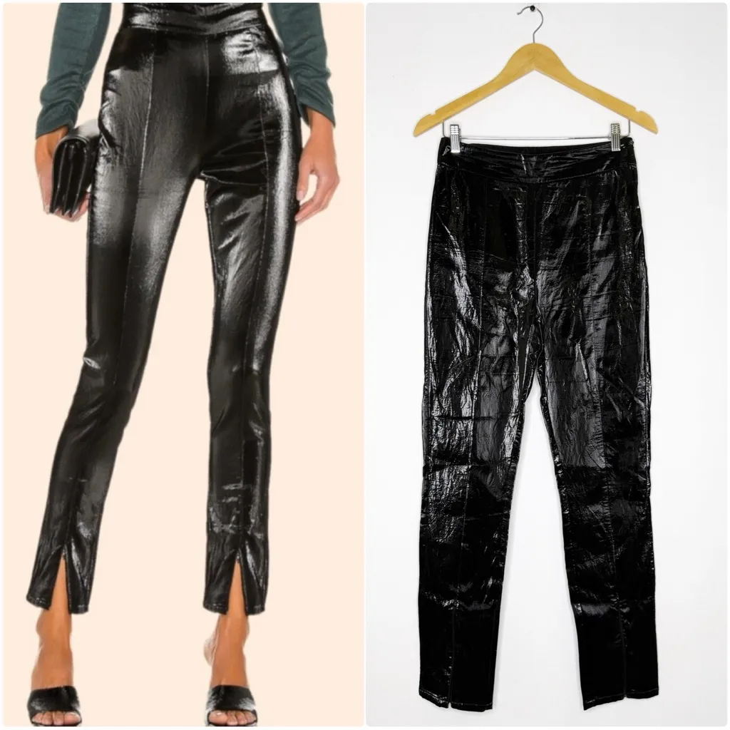 Atoir Something Real Leggings Black Size 6 US Patent Vinyl Look Pants w/ Zippers - Image 2
