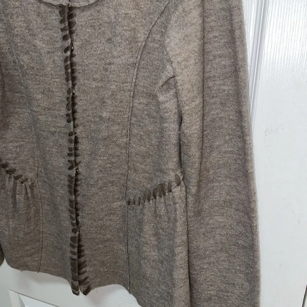 Guinevere 100% Merino Wool Snap Front Jacket,Sz L Minimalist,Lagenlook,Luxury - Image 3