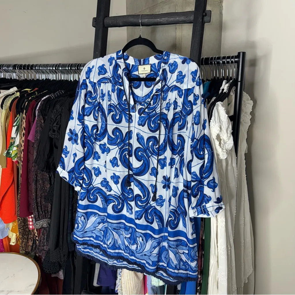 Tuckernuck Capri Blue Majolica Tile Bondi Coverup Dress - Image 4