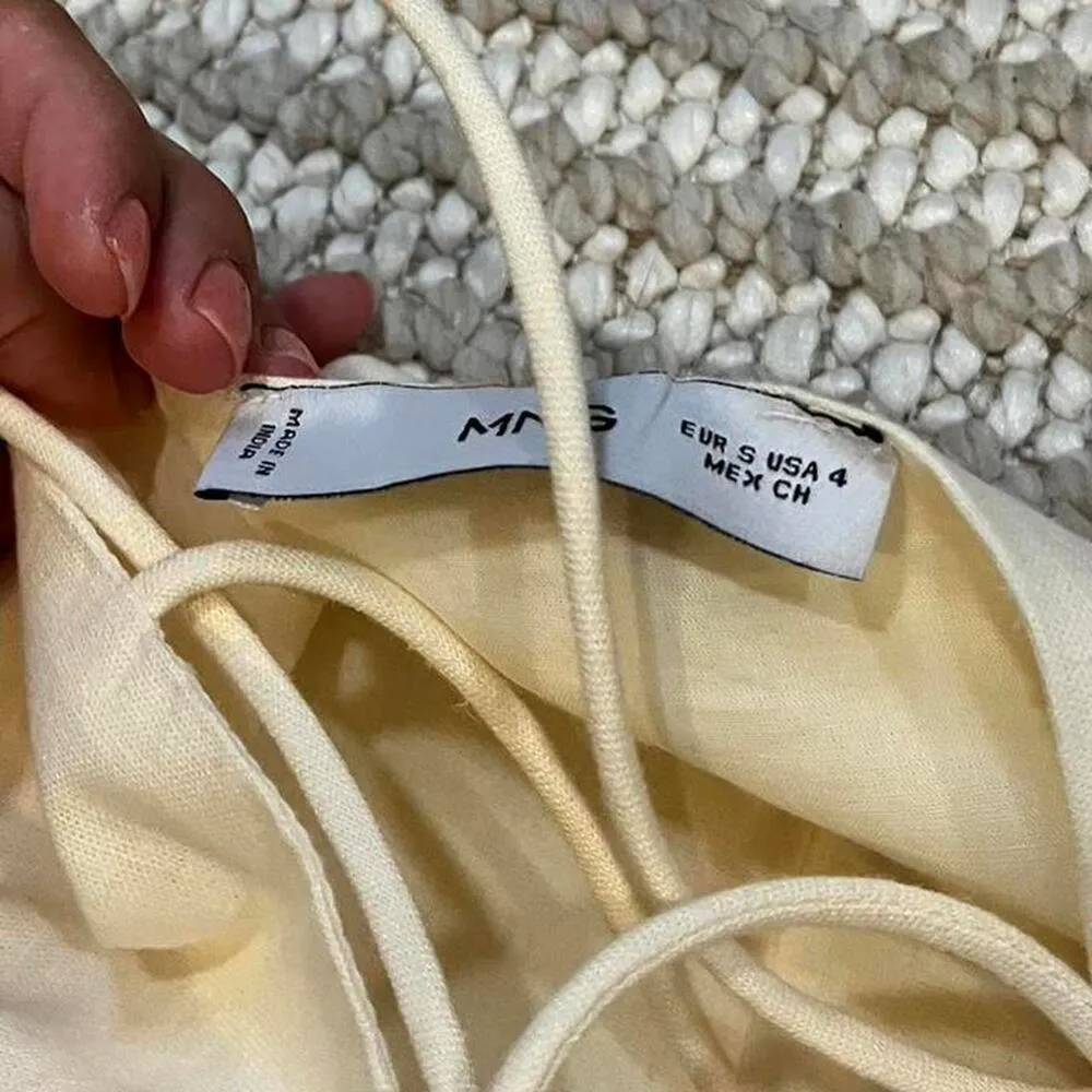 MANGO Linen Blend Dress with Openwork Flowers - Image 4