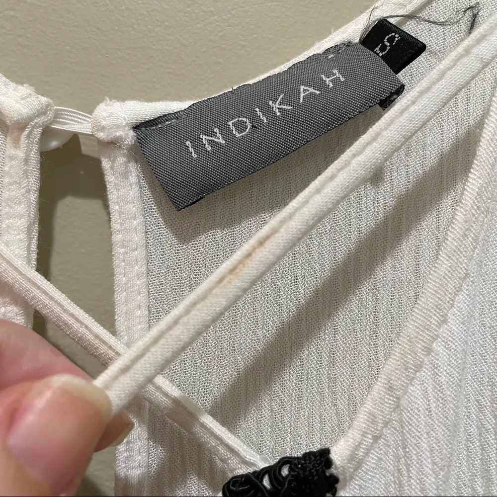 LF Indikah Romper White with Black lace trim Size Small - Image 7