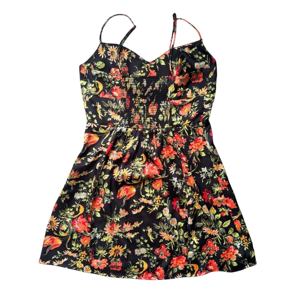 Urban Outfitters Floral Print Strap Spaghetti Button Ruffled‎ Mini Dress Size M - Image 4