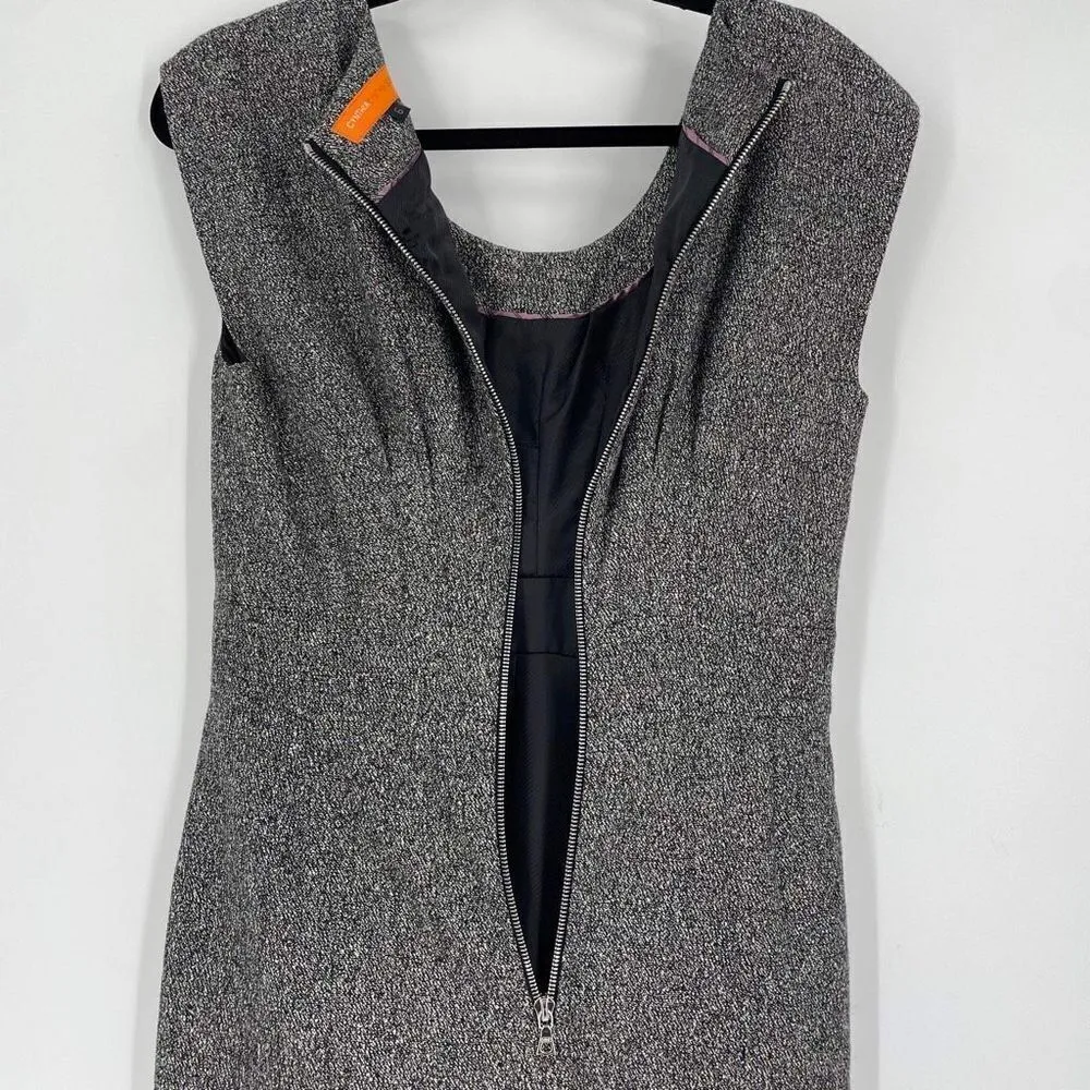 Cynthia Steffe Women's Wool Blend Lined Pleated Midi Dress Gray Black Size 6 - Image 4