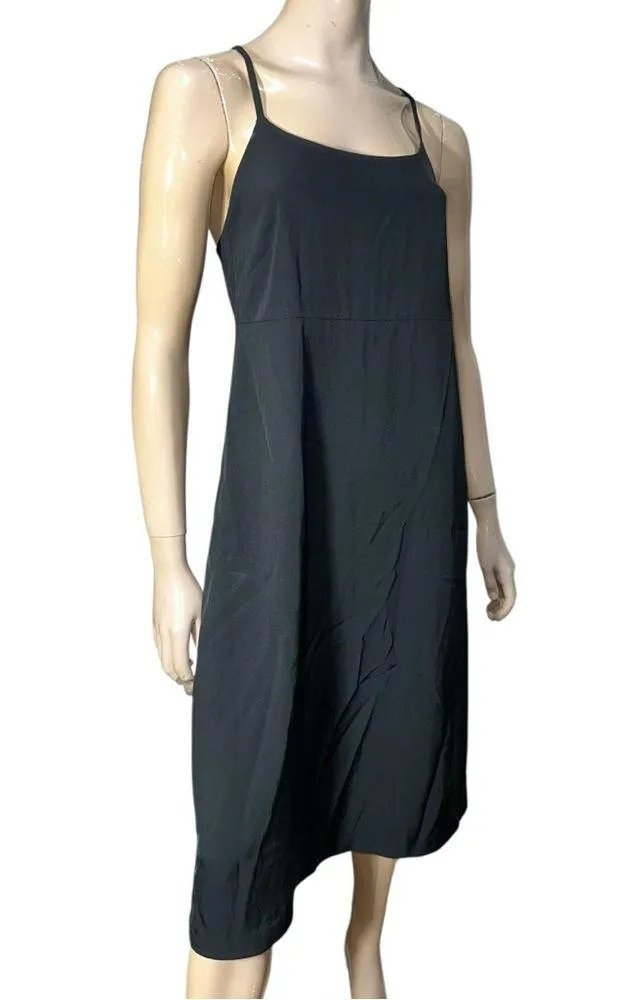 Everlane Women’s 4 Black The Japanese GoWeave Cross Back Strap Slip Midi Dress - Image 4