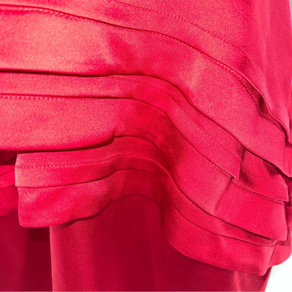 BCBGMaxAzria Deep Red Strapless Sweetheart Neckline Pleated Skirt on Dress-Sz 6 - Image 4