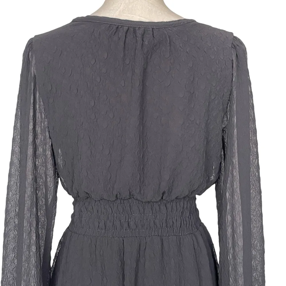 Maurices Notch Neck Long Sleeves Skater Dress Women’s Size S Black Chiffon - Image 6