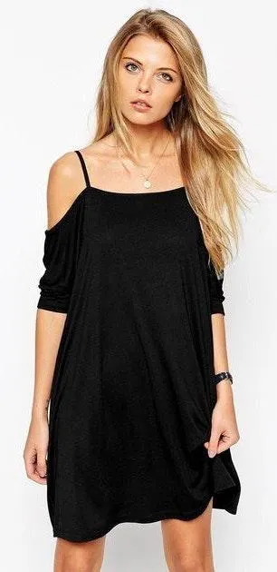 Black Cold-Shoulder Dress - Image 2