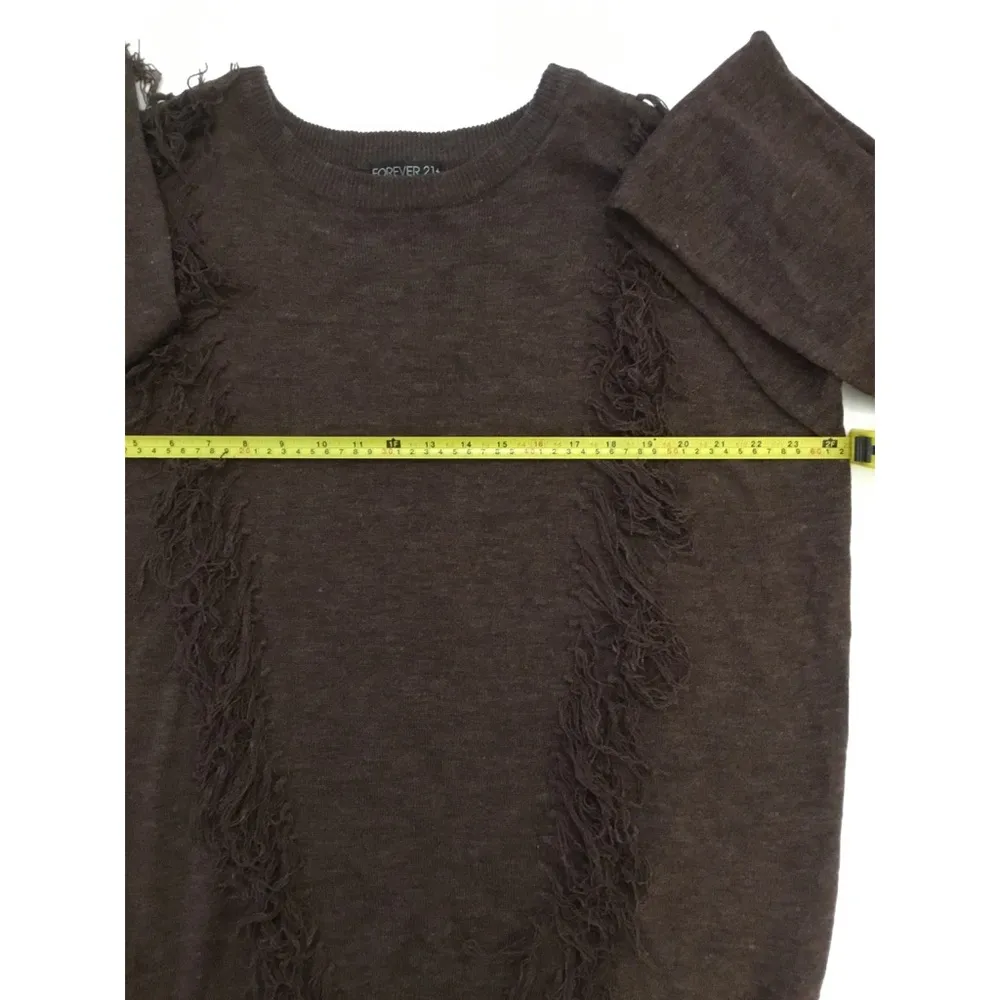 Forever 21 + Wine Melange Fringe Trim Sweater Sz 3x - Image 3