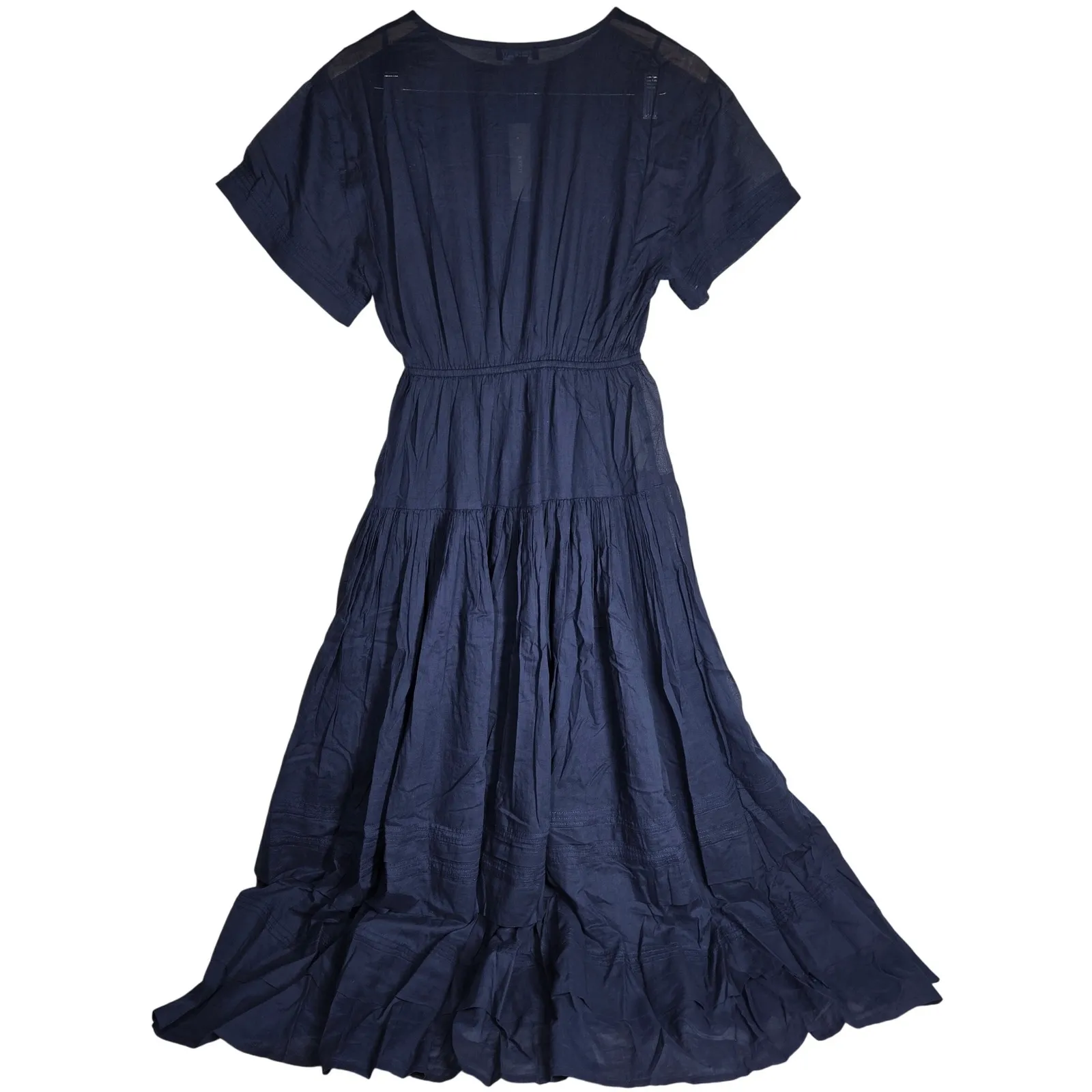 J Crew Pintuck shirt-dress in cotton voile Navy CK804 XS NWT Short Sleeve Tiered - Image 2
