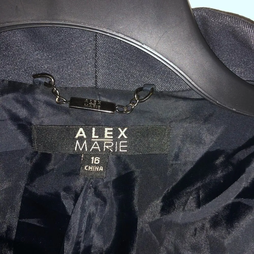 Alex Marie navy 1 button waist 3/4 sleeved blazer sz 16 - Image 3