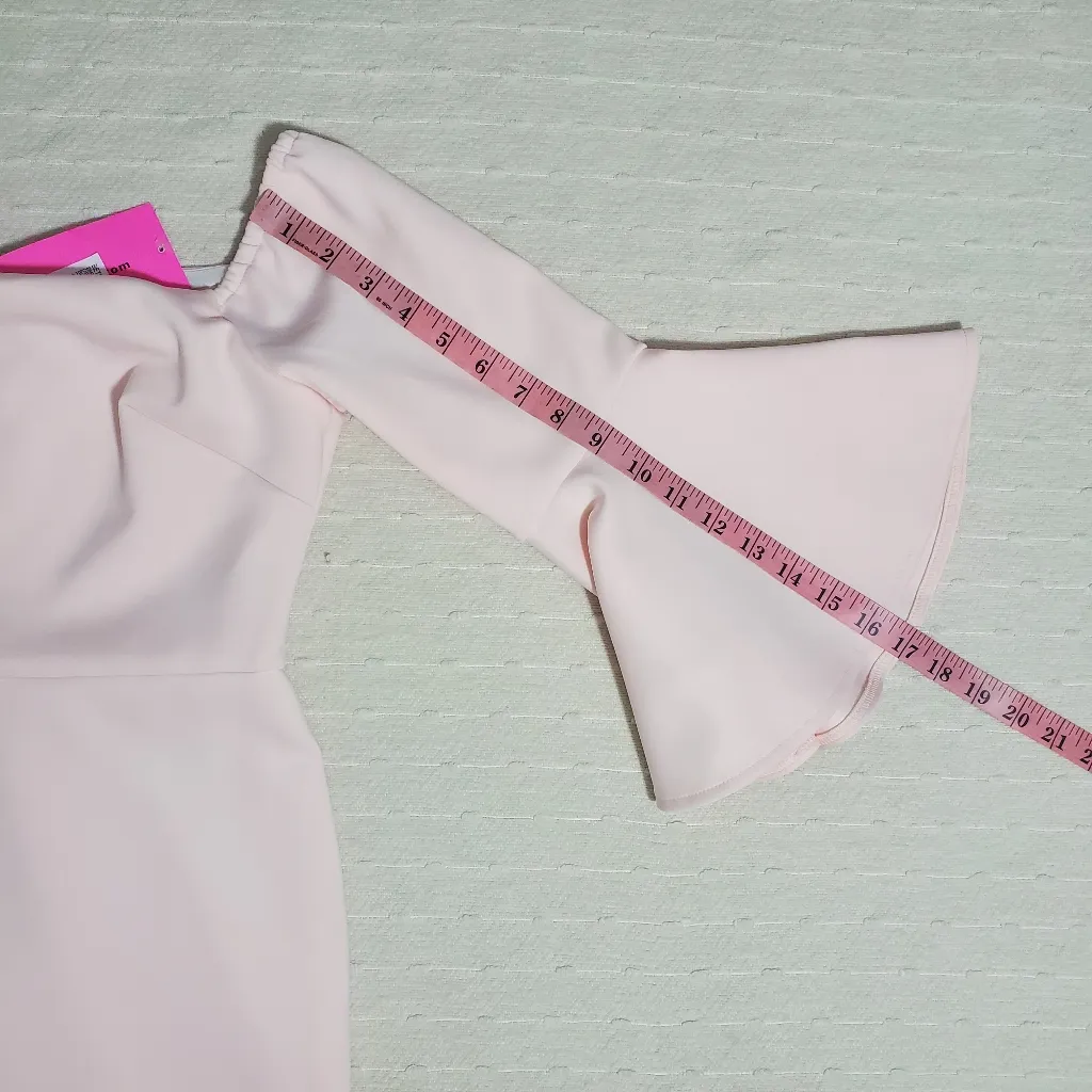 Betsey‎ Johnson Women's Pink Off-Shoulder Bell Sleeve Sheath Dress. Size: 4 - Image 6