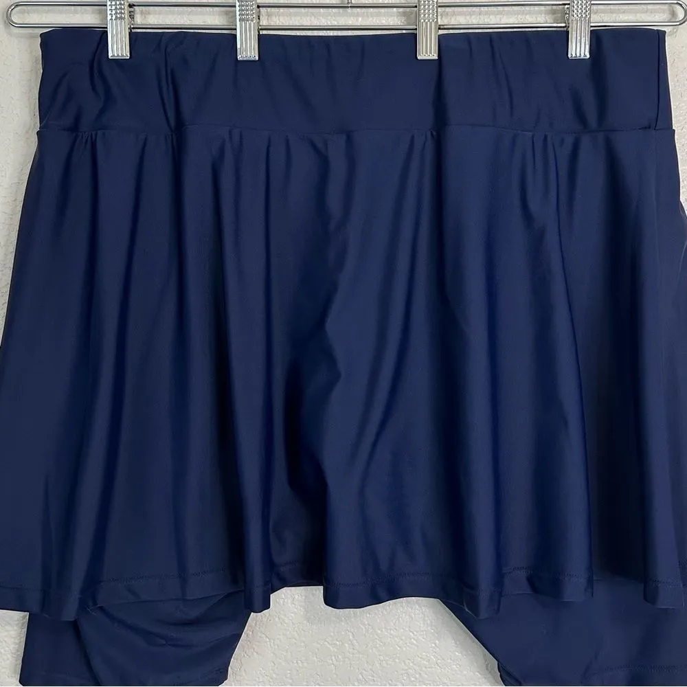 NWT ModLi UPF 50+ Navy Blue Midi Swim Skort, Size 3X - Image 7