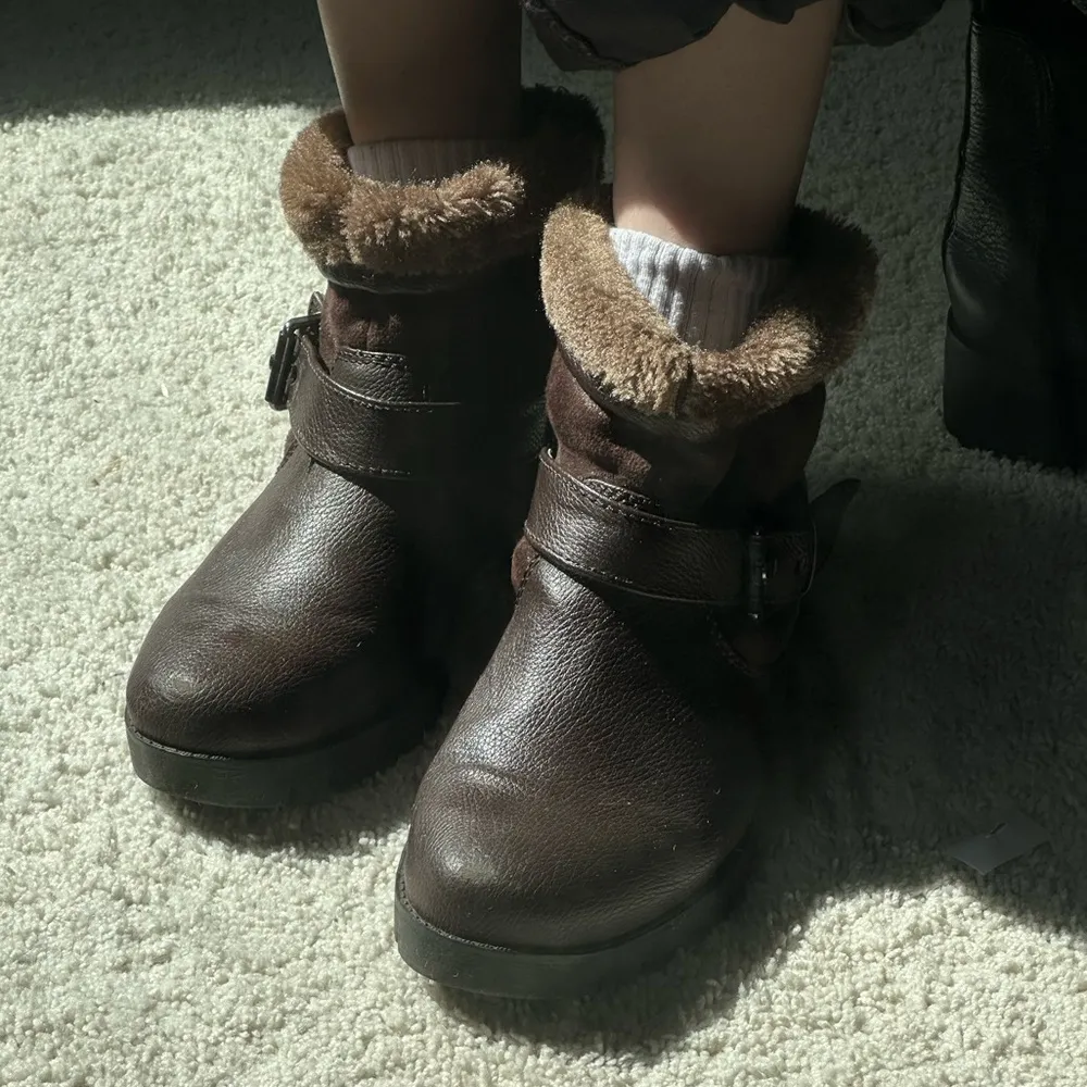 fur trimmed ankle booties - Image 2