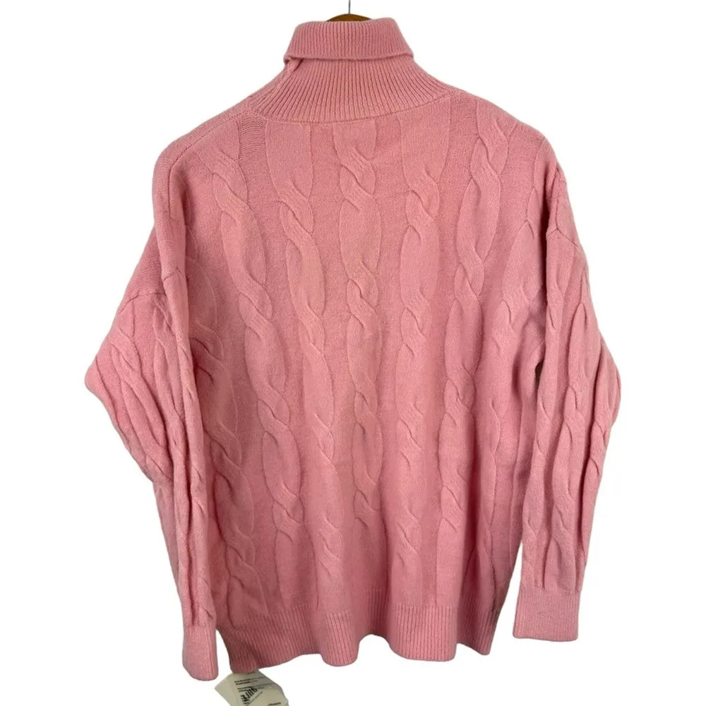 New J.ING Chunky Cable Knit Turtleneck Pink Pullover Sweater Honkai Cosplay F Size undefined - Image 11