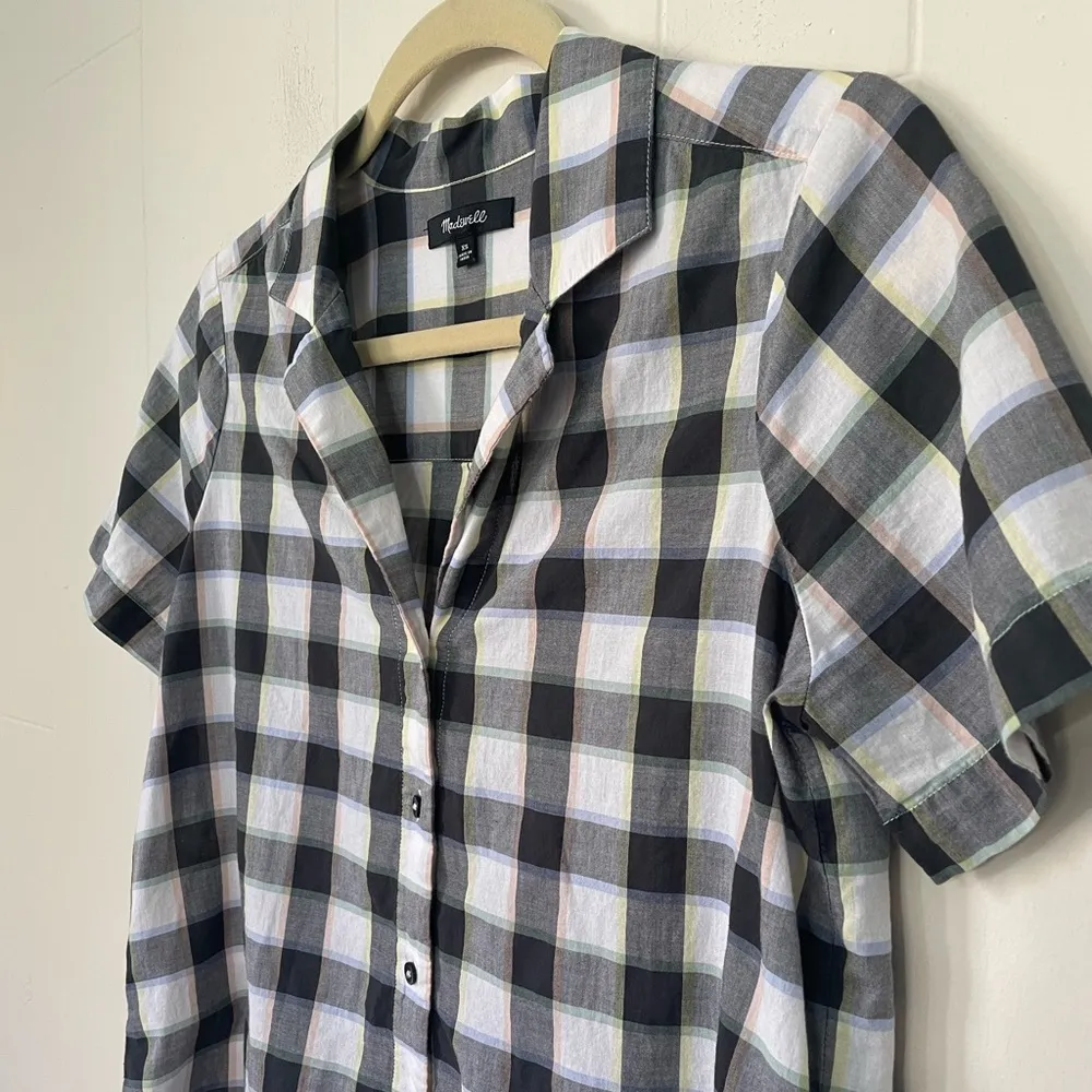 Madewell Plaid Short Sleeve Button Down Shirt ~ 100% Cotton ~ Size XS - Image 4