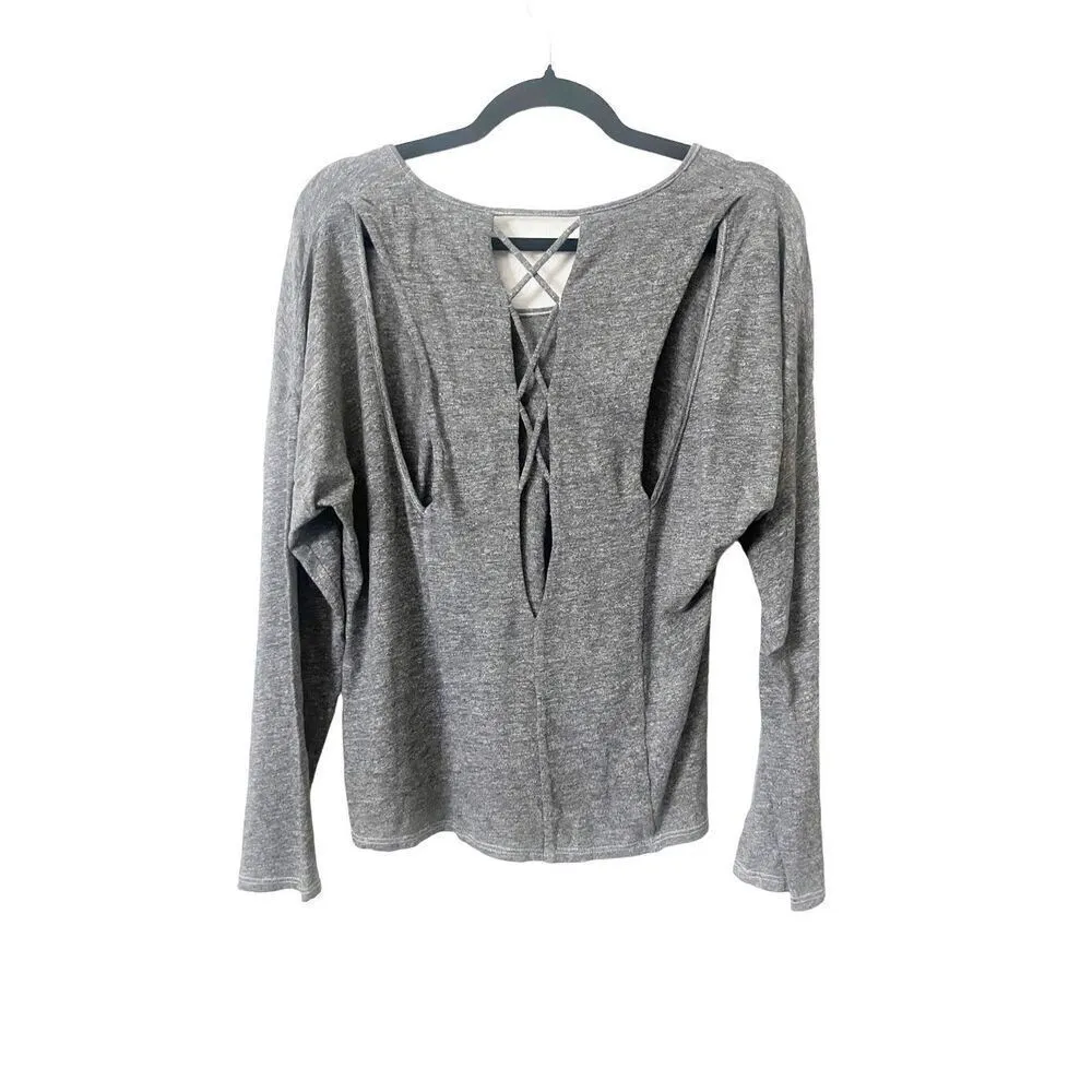 Lanston Revolve Gray Cutout Back Long Sleeve‎ Shirt Size M - Image 2