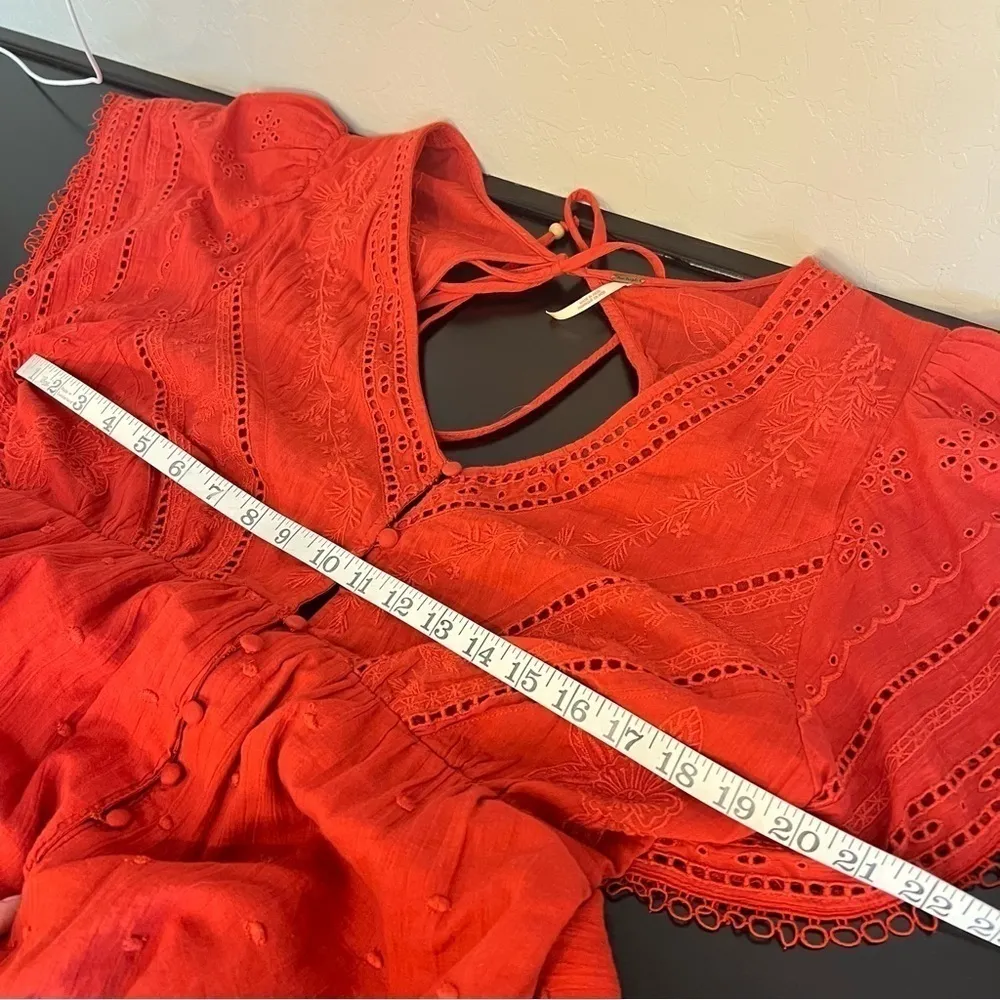 Free People Half Moon Bay Playsuit, burned orange, Cotton, swiss dot, eyelet, M - Image 7