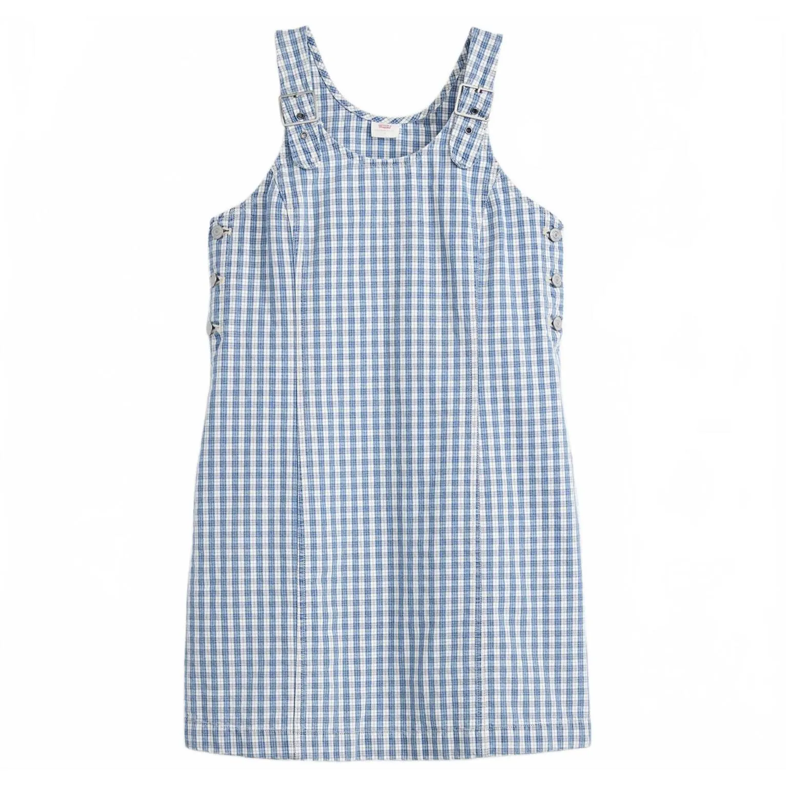 Levi's Aly Sleeveless Jumper Mini Denim Dress Blue White Check Gingham NWT XXL - Image 5