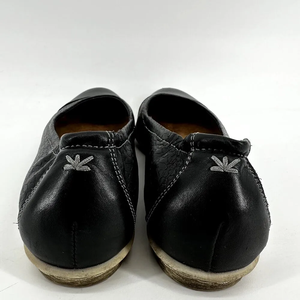 Taos Cleo Ballet Flat Leather Slip On Round Toe Cinch Removable Footbed Black 6 - Image 5