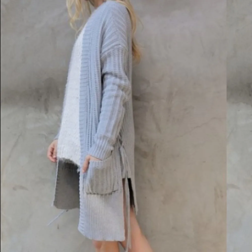 Side Lacing Thick Cardigan Sweater‎ - Image 6